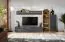 Wohnwand | Farbe: Anthrazit / Eiche Wotan | Push-to-open Funktion | Maße: 240 x 40 x 127 cm | 11 Fächer | 1 Schrank | 1 Regal | 1 TV-Unterschrank | 1 Wandregal