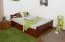 Jugendbett "Easy Premium Line" K4, inkl. 2 Schubladen und 1 Abdeckblende, 140 x 200 cm Buche Vollholz massiv kirschrot lackiert