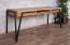 Schreibtisch Kastav 49, Farbe: Eiche / Schwarz, teilmassiv - 79 x 180 x 75 cm (H x B x T)