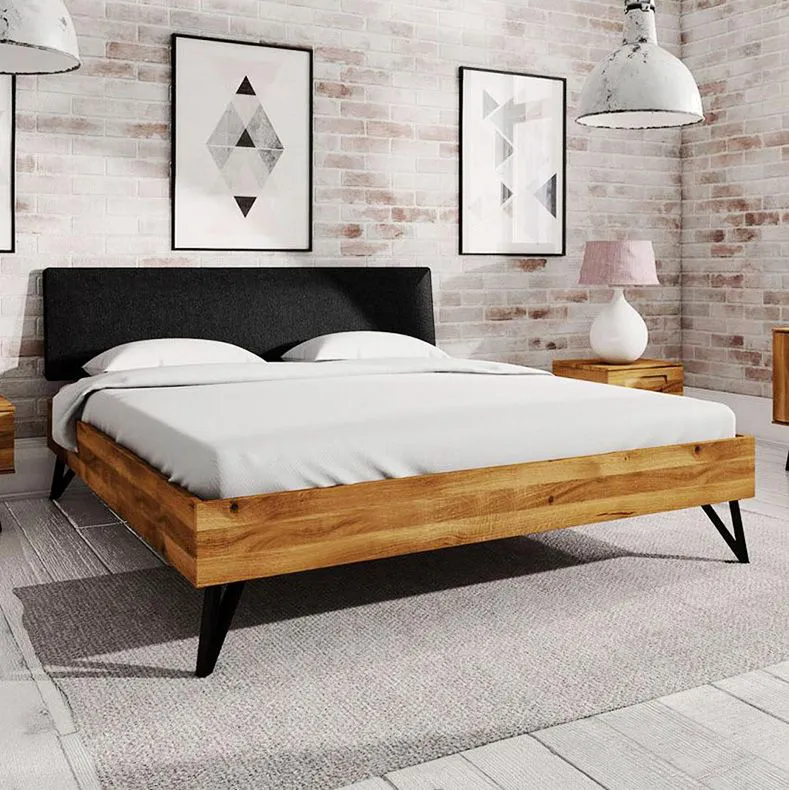 Eiche-Bett massiv | 140 x 200 cm | Wildeiche | Geölt | Natur Abbildung