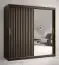 Schlichter Kleiderschrank mit 10 Fächern Balmenhorn 88, Farbe: Schwarz matt - Abmessungen: 200 x 180 x 62 cm (H x B x T), mit einer Spiegeltür