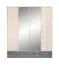 Drehtürenschrank / Kleiderschrank mit Spiegel Beerzel 01, Farbe: Eiche / Grau - Abmessungen: 230 x 204 x 60 cm (H x B x T)