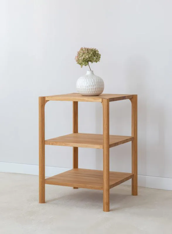 Regal | 2 Fächer | Höhe 60 cm | Massivholz | Eichenholz geölt | Farbe: Eiche | 43 x 43 x 60 cm | Seille 10