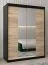 Schiebetürenschrank / Kleiderschrank Jan 03D mit Spiegel, Farbe: Schwarz / Eiche Sonoma - Abmessungen: 200 x 150 x 62 cm (H x B x T)