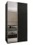 Kleiderschrank / Schiebetürenschrank | Farbe: Schwarz | 6 Fächer | 2 Kleiderstangen | Farbe: Schwarz | 2 Schiebetüren | 245,5 x 140 x 64 cm | ABS-Kanten