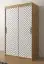 Außergewöhnlicher Kleiderschrank Mulhacen 44, Farbe: Eiche Artisan / Weiß matt / Schwarz matt - Abmessungen: 200 x 120 x 62 cm (H x B x T), mit fünf Fächern