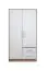 100 cm breiter Kleiderschrank mit 2 Türen, 2 Fächern und 2 Schubladen | Farbe: Weiß | Tiefe: 56 cm Abbildung