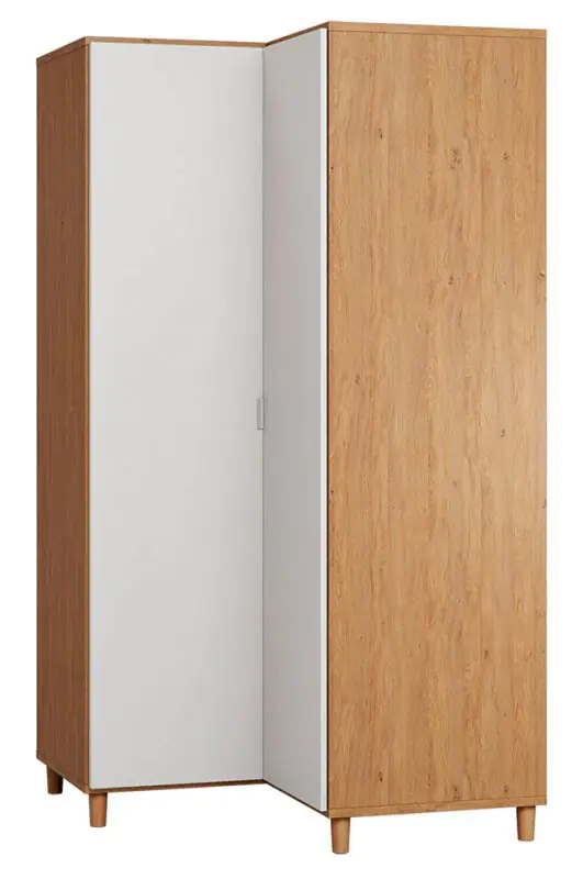 102 cm breiter Kleiderschrank mit 2 Türen | Farbe: Eiche / Weiß Abbildung