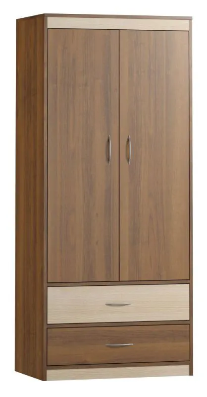 85 cm breiter Kleiderschrank mit 2 Türen und 2 Schubladen | Farbe: Ahorn | Tiefe: 55 cm Abbildung