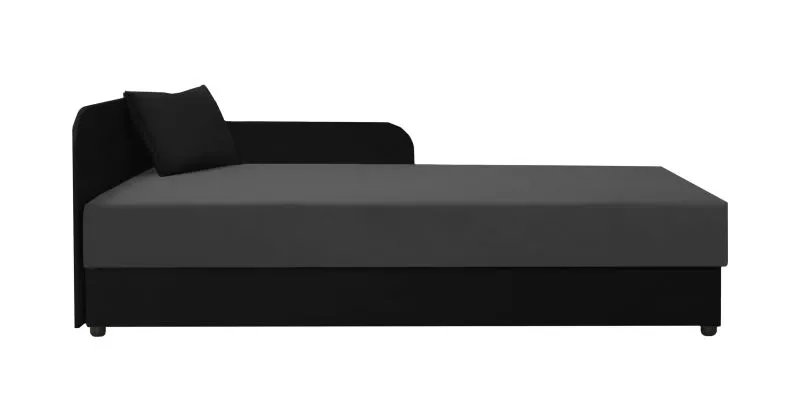 Gästebett / Tagesbett Lobatos 09, inkl. Kissen, Farbe: Schwarz / Grau, Kopfteil links, Liegefläche: 90 x 195 cm, genügend Stauraum, gute Verarbeitung