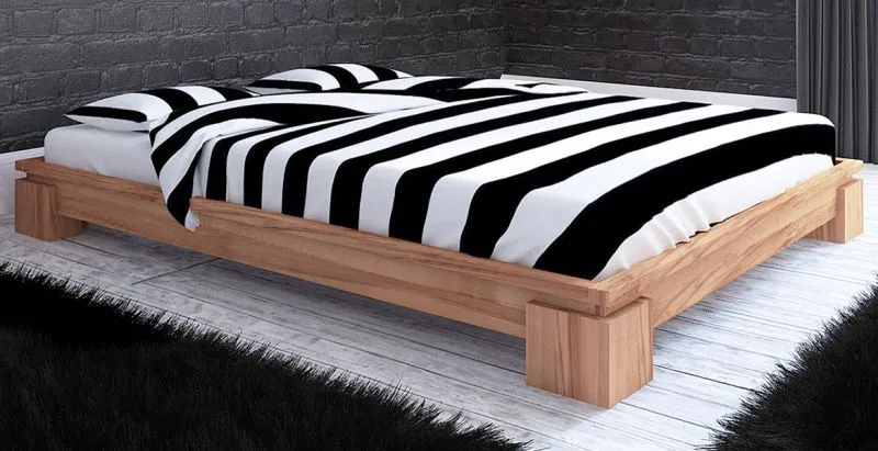 Buche-Bett massiv | 200 x 200 cm | Kernbuche | Geölt | Natur Abbildung
