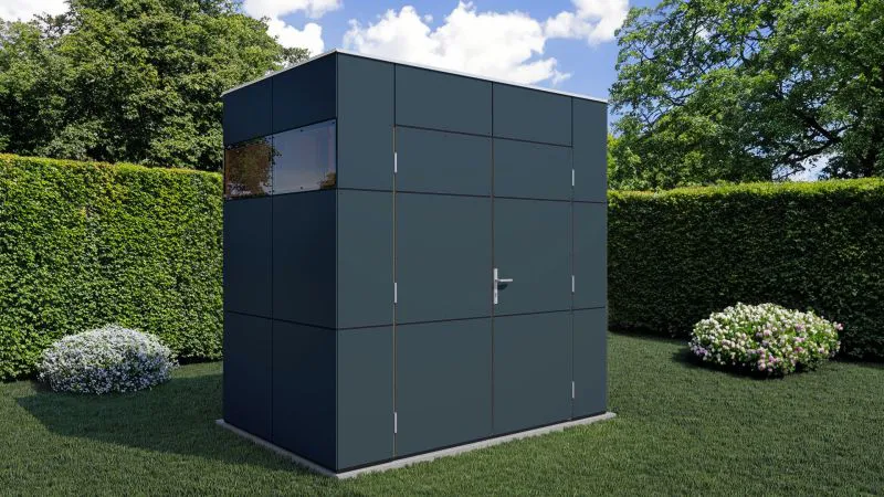 Modernes Gartenhaus Frankfurt 03, Gerätehaus in Anthrazit - Elementgartenhaus, Grundfläche: 3,51 m²