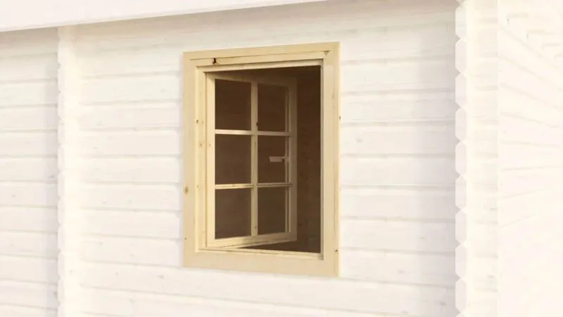 Einzelfenster für 34 mm Gartenhäuser, Maße: 945 x 725 mm, Fensteranschlag rechts