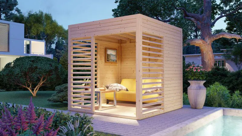 Gartenhaus 2,34 x 2,26 Meter (inkl. Dach) | Natur | Flachdach Abbildung