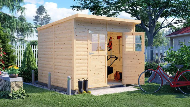 Holz-Gartenhütte 2,39 x 2,44 Meter (inkl. Dach) | Natur | Pultdach Abbildung