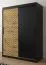 Eleganter Kleiderschrank Mulhacen 17, Farbe: Schwarz matt / Eiche Artisan - Abmessungen: 200 x 150 x 62 cm (H x B x T), mit genügend Stauraum