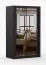 1,2 Meter breiter Schiebetürenschrank / Kleiderschrank mit Spiegel Schwarz | Biokovo 08 | 215 x 120 x 64 cm | 2 Türen | 7 Fächer |  Einfarbig