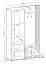 Schlichte Garderobe mit Spiegeltür Leeds 02, Farbe: Weiß / Eiche Artisan - Abmessungen: 192 x 131 x 40 cm (H x B x T)