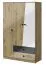 Drehtürenschrank / Kleiderschrank Sirte 03, Farbe: Eiche / Weiß / Schwarz Hochglanz -  Abmessungen: 190 x 120 x 50 cm (H x B x T)
