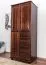 Kleiderschrank | 1 Drehtür | 4 Schubladen | mit Kleiderstange | 80 cm breit | Massivholz | Farbe: Nuss Abbildung