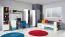 Jugendzimmer Drehtürenschrank / Kleiderschrank Ohey 05, Farbe: Grau / Weiß / Blau - Abmessungen: 195 x 45 x 40 cm (H x B x T)