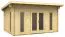 Flachdach-Gartenhaus 3,8 x 5,1 Meter (inkl. Dach) | 4 Fenster | 40 mm Blockbohlen |natur unbehandelt | aus Holz | inkl. Fußboden | aus nordischer Fichte Abbildung