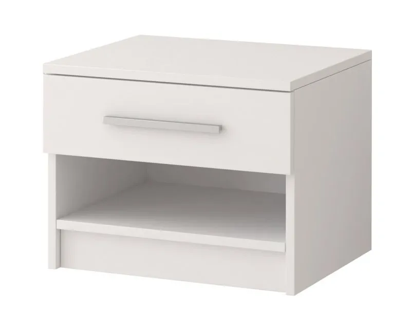 Nachtkommode | Weiß | Grampian 04 | 1 Fach | 1 Schublade | 42 x 40 x 36 cm | kratz- und feuchtigkeitsbeständige Platte | Holzoptik | Einfarbig