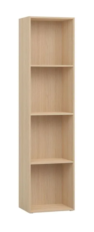 Bücherregal mit verstellbaren Füßen Aenna 52, mit genügend Stauraum, Farbe: Eiche, Maße: 202,5 x 50,5 x 33,5 cm, vier Fächer