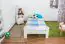 Kinderbett / Jugendbett Kiefer Vollholz massiv weiß lackiert A11, inkl. Lattenrost - Abmessung 120 x 200 cm