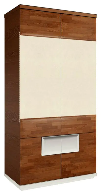 102 cm breiter Kleiderschrank mit 4 Türen | Farbe: Weiß / Walnuss Abbildung