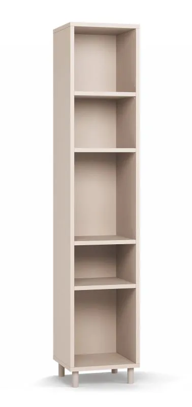 Bücherregal | schmal | Farbe: Beige | Maße: 39 x 38 x 194 cm | sehr stabiles Regal auch bei Belastung | 5 Fächer | Beine: Metall | für Wohnzimmer oder Büro
