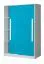 Kinderzimmer - Schiebetürenschrank / Kleiderschrank Walter 12, Farbe: Weiß / Blau Hochglanz - 191 x 120 x 60 cm (H x B x T)