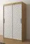 Außergewöhnlicher Kleiderschrank Mulhacen 44, Farbe: Eiche Artisan / Weiß matt / Schwarz matt - Abmessungen: 200 x 120 x 62 cm (H x B x T), mit fünf Fächern