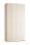 Falttür / Kleiderschrank | Farbe: Beige | 2 Türen | inkl. LED-Beleuchtung | 3 Schubladen | Griffe: Rose Gold | 127 x 60 x 225 cm | eine Kleiderstange