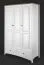 Klassischer Kleiderschrank Kiefer Vollholz weiß / braun Lagopus 122, 200 x 124 x 60 cm, 2 Schubladen, 3 Einlegeböden, 4 Fächer