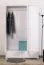 Kleiderschrank | 3 Drehtüren | 2 Schubladen | 4 Fächer | mit Kleiderstange | 117 cm breit | Massivholz | Farbe: Weiß Abbildung