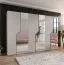 Drehtürenschrank | 3 Spiegeltüren | Farbe: Kaschmir | 3 Fächer | 3 Kleiderstangen | Soft-Close-Funktion | Griffe: Kaschmir | Maße: 300 x 52 x 202 cm | Kleiderschrank | ABS-Kanten