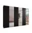 Kleiderschrank | 3 Spiegeltüren | 3 Fächer | Farbe: Schwarz | 3 Kleiderstangen | Griffe: Gold | Maße: 300 x 52 x 202 cm | Soft-Close-Funktion