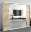 Großer 250 cm breiter Kleiderschrank mit 3 Türen | 10 Fächer | Farbe: Sonoma Eiche / Weiß Abbildung