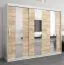 Großer 250 cm breiter Kleiderschrank mit 3 Türen | 10 Fächer | Farbe: Sonoma Eiche / Weiß Abbildung