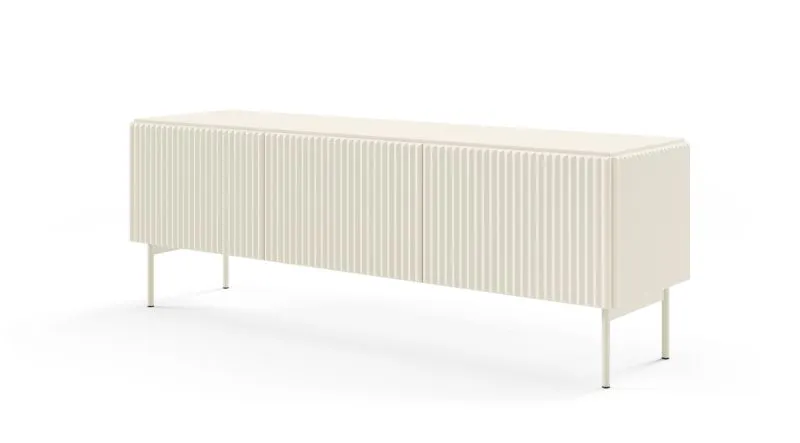 TV-Unterschrank / TV-Möbel Goulette 06 | Farbe: Kaschmir | drei Kipptüren | Push-to-open Funktion | geriffelte Front | Maße: 51 x 147 x 39,5 cm | ABS-Kanten