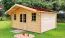 Holz-Gartenhaus 4,98 x 7,98 Meter (inkl. Dach) | Naturbelassen | Satteldach | 44 mm Blockbohlen-Haus Abbildung