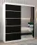 Schiebetürenschrank / Kleiderschrank Jan 04B mit Spiegel, Farbe: Weiß Matt / Schwarz - Abmessungen: 200 x 180 x 62 cm ( H x B x T)