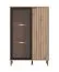 Vitrine mit sieben Fächer Zvesdara 05, eine Glastür, modernes Design Farbe: Eiche Artisan / Schwarz, Maße: 137,5 x 93 x 40 cm, Griffe: Metall