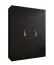 Kleiderschrank | 3 Türen | Farbe: Schwarz | Griffe: Kaschmir | Maße: 150 x 52 x 202 cm | 2 Kleiderstangen | 2 Fächer | Drehtürenschrank