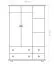 Kleiderschrank | 3 Drehtüren | 4 Schubladen | 4 Fächer | mit Kleiderstange | 155 cm breit | Massivholz | Farbe: Weiß Abbildung