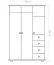 Kleiderschrank | 3 Drehtüren | 4 Schubladen | 3 Fächer | mit Kleiderstange | 135 cm breit | Massivholz | Farbe: Natur Abbildung