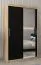 Schiebetürenschrank / Kleiderschrank Bisaurin 2C mit Spiegel, Farbe: Eiche Sonoma / Schwarz - Abmessungen: 200 x 120 x 62 cm ( H x B x T)
