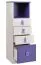 Kinderzimmer - Kommode Luis 24, Farbe: Eiche Weiß / Lila - 127 x 40 x 42 cm (H x B x T)