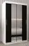 120 cm breiter Schiebetürenschrank mit 2 Türen | 5 Fächer | 2 Kleiderstangen | Farbe: Weiß / Schwarz Abbildung
